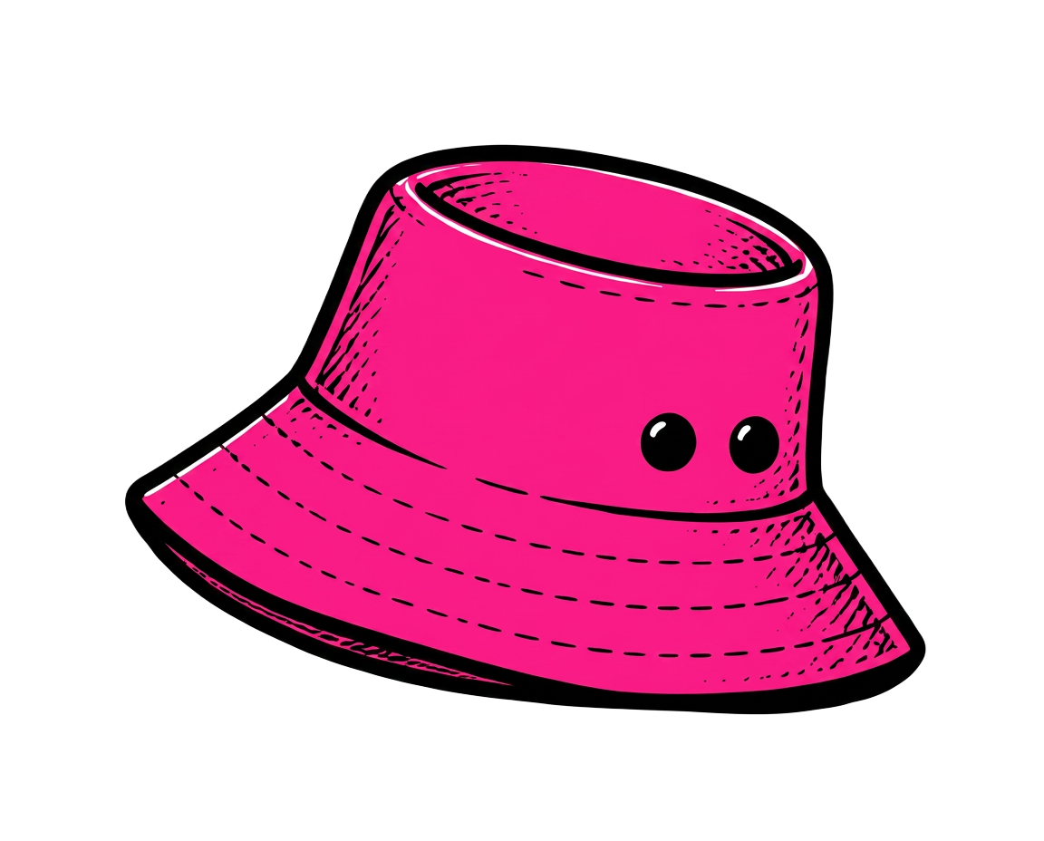 Pink bucket hat illustration